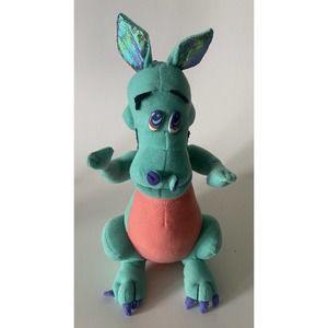 Vintage 1995 Liberty Toy Turquoise Dragon Pink Belly 10" Plush Animal
